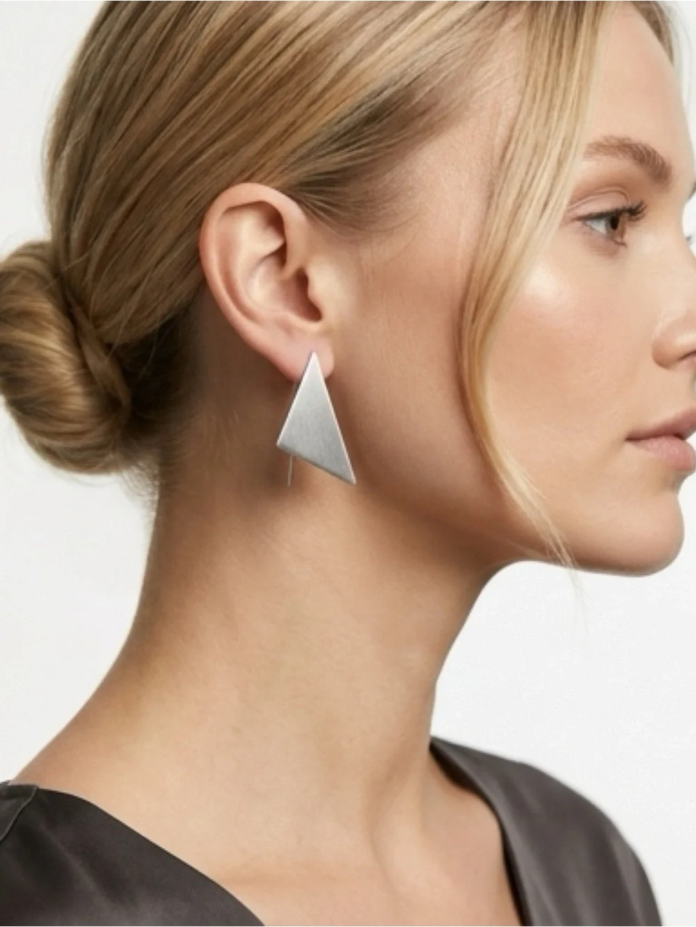 Minimalist Triangle Steel Loop  Earrings - Silver
